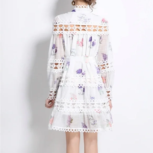 Lai Meng Five Cats Floral Lace Long Sleeve Dress Size Small New With Tag - Picture 3 of 16